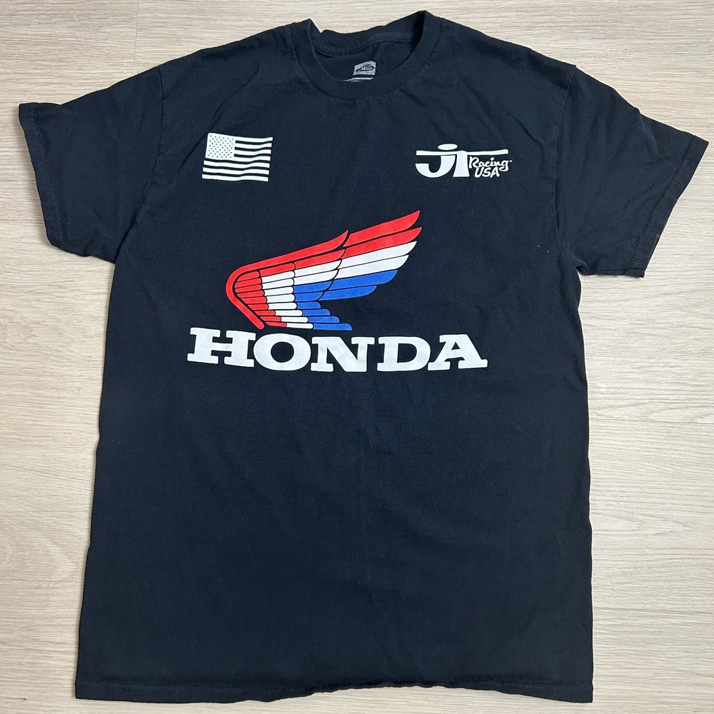 JT Racing USA Honda T Shirt Mens Medium M Black Dirt Bike Motorcycle Graphic Tee